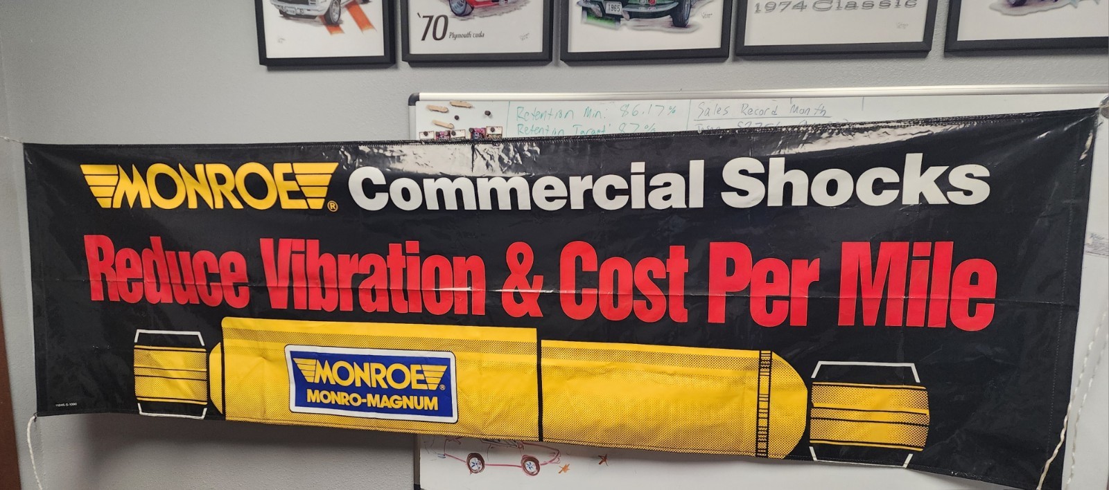 Monroe Shocks Commercial Dealership Banner 11245-S-1090 Man Cave Garage Rare