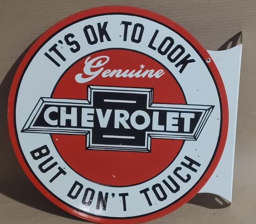 Chevrolet Porcelain Enamel Sign 19.5 x 17 Inches 2 Sided