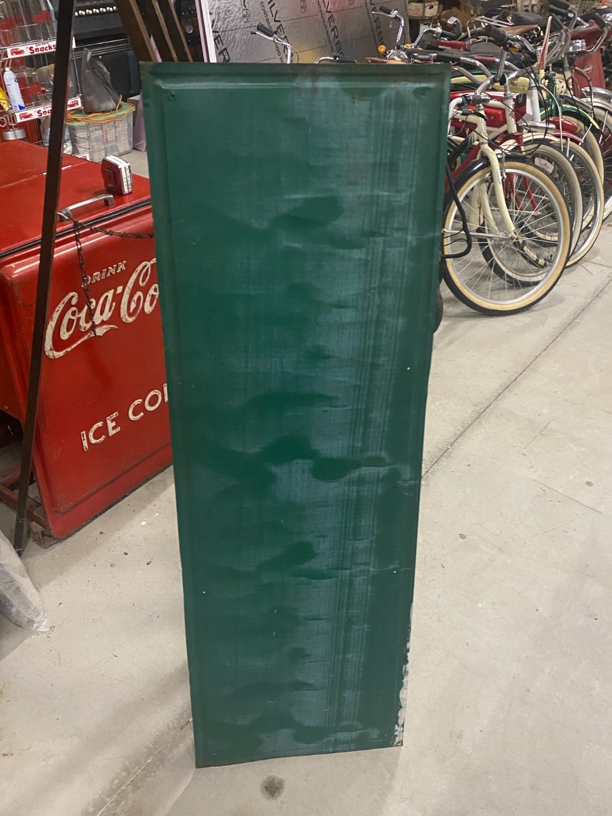 Vintage Embossed Metal NATIONAL Tires Original Sign 53″ x 18″ GAS OIL AUTO CAR