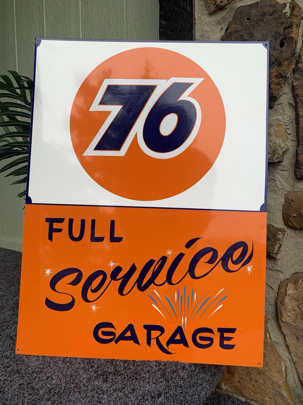 Lg. PAINTED SIGN Vintage Style Union 76 Gas Station HOTROD Shop Service Garage