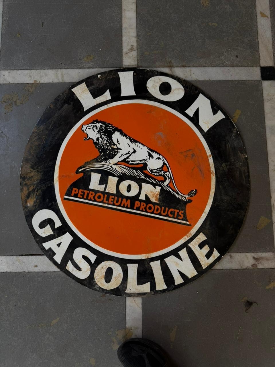 PORCELIAN LION ENAMEL SIGN SIZE 30X30 INCHES DOUBLE SIDED