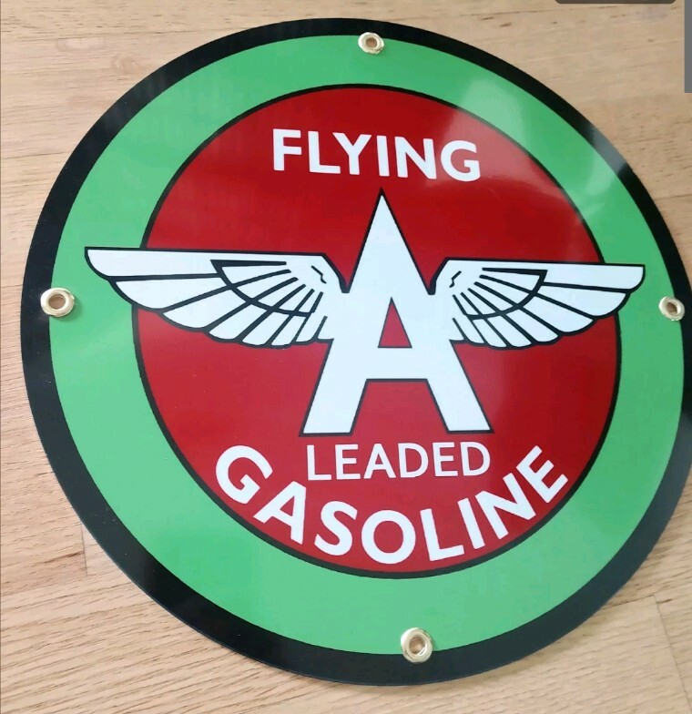 Flying A Leaded Gasoline Gas Oil Sign