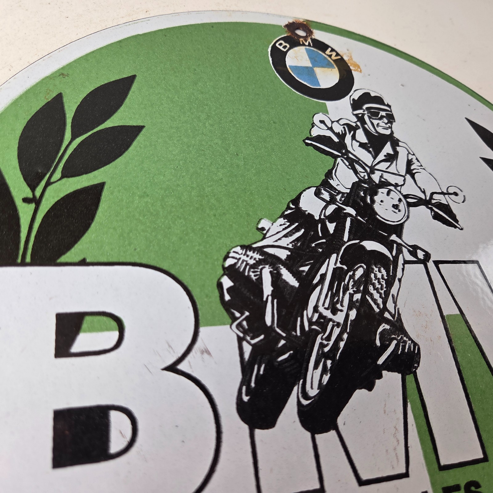 Vintage BMW Sign – Porcelain Motorcycle Gas Pump Service Auto Sign