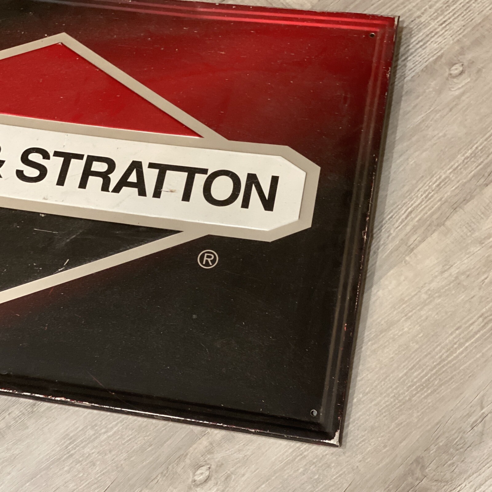 Vintage Official Briggs and Stratton 35″×23″ Metal Sign Self Framed Engine Metal