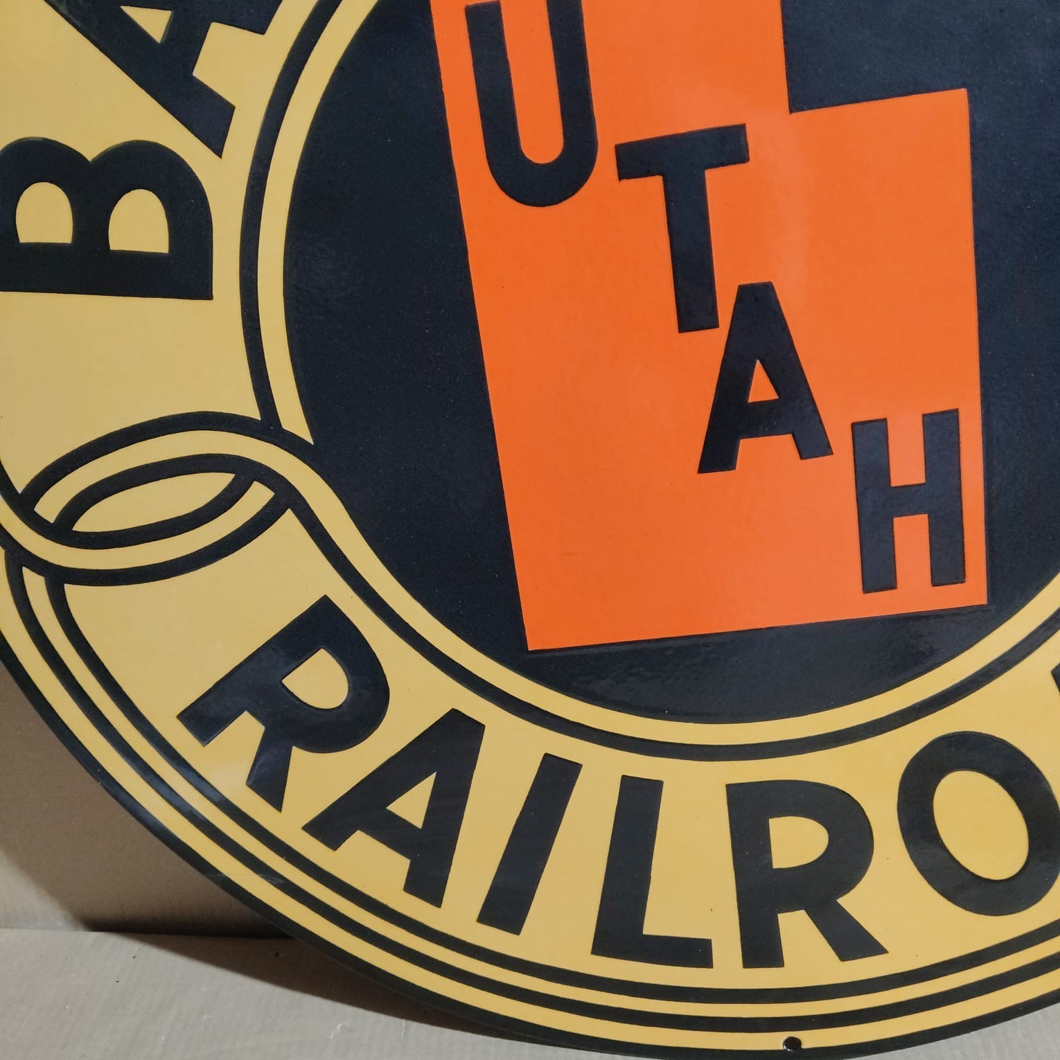 Utah Bamberger Railroad Porcelain Enamel Sign 30 x 30 Inches 1 Sided