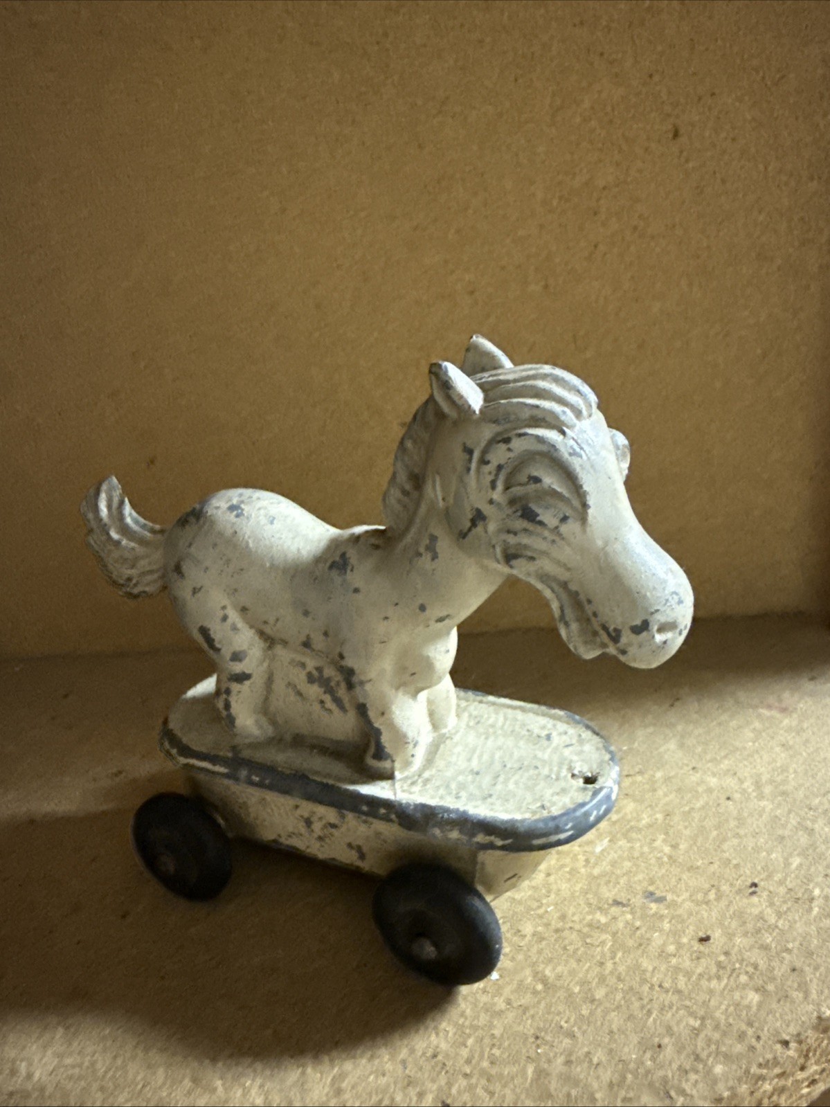 Rare Antique AC Spark Plugs Sparky Metal Pull Toy Gas Oil Advertising Donkey