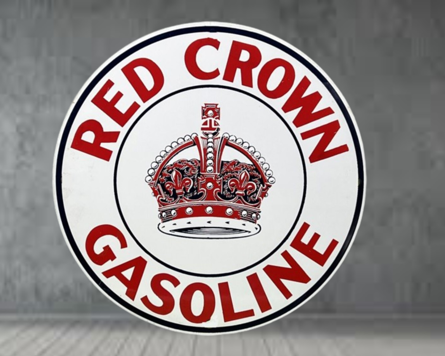 Red Crown Gasoline Porcelain Enamel Heavy Metal Sign 30 Inches Double Side