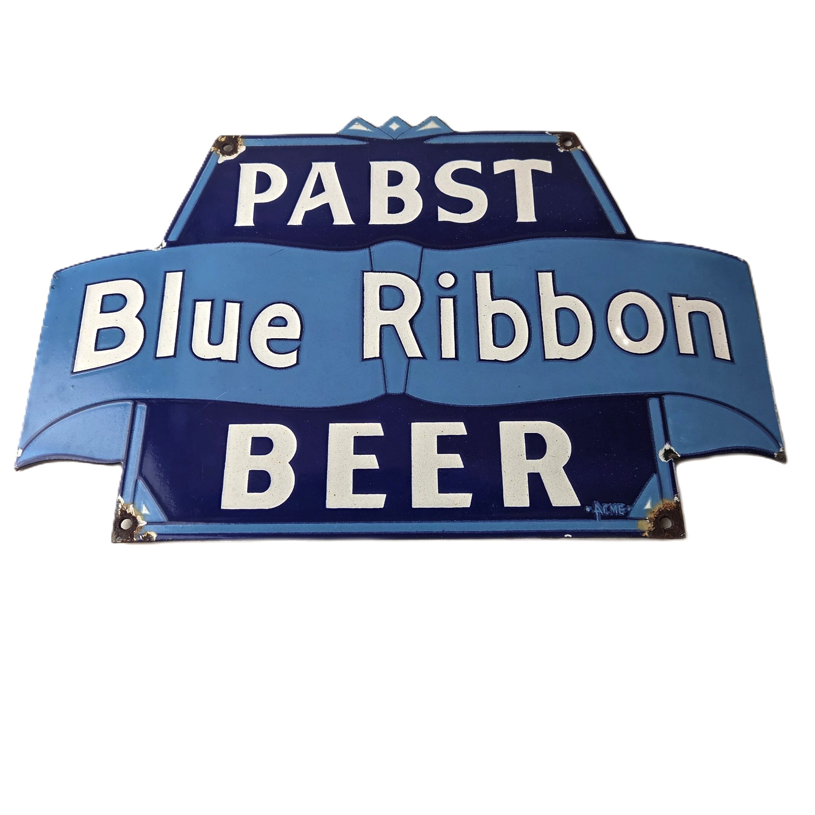 Vintage Pabst Blue Ribbon Sign – Brewery Alcohol Beer Gas Pump Porcelain Sign