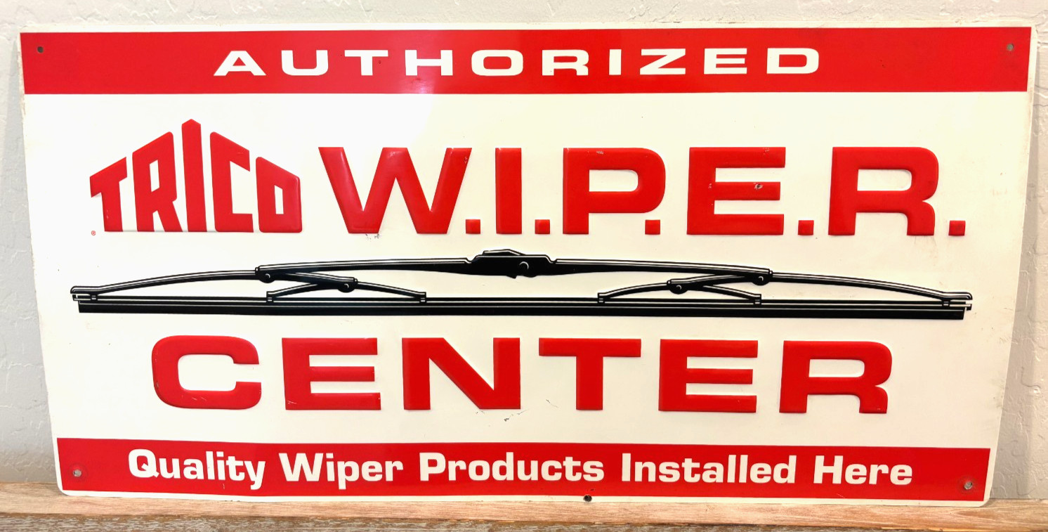 VTG! Authorized Trico Wiper Center Embossed Metal Tin Sign Gas Station Man Cave