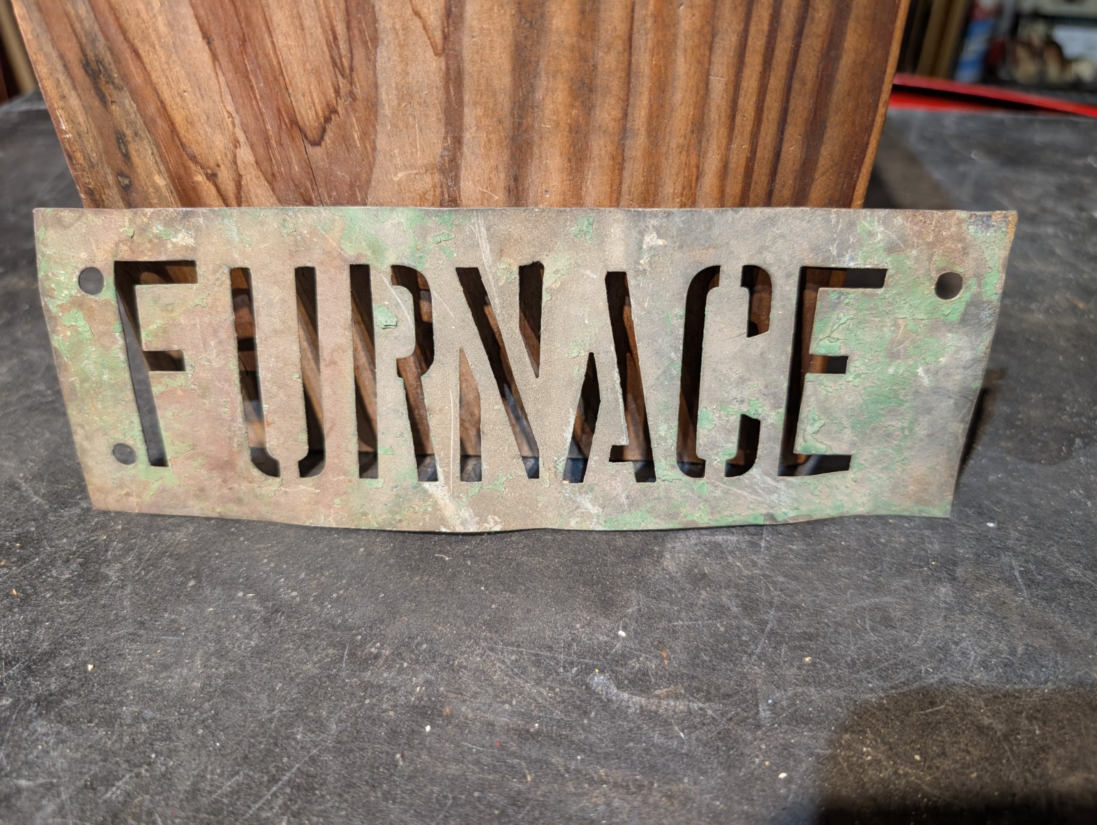 Vintage Original RARE All Metal Stencil For Standard Oil Jobber FURNACE