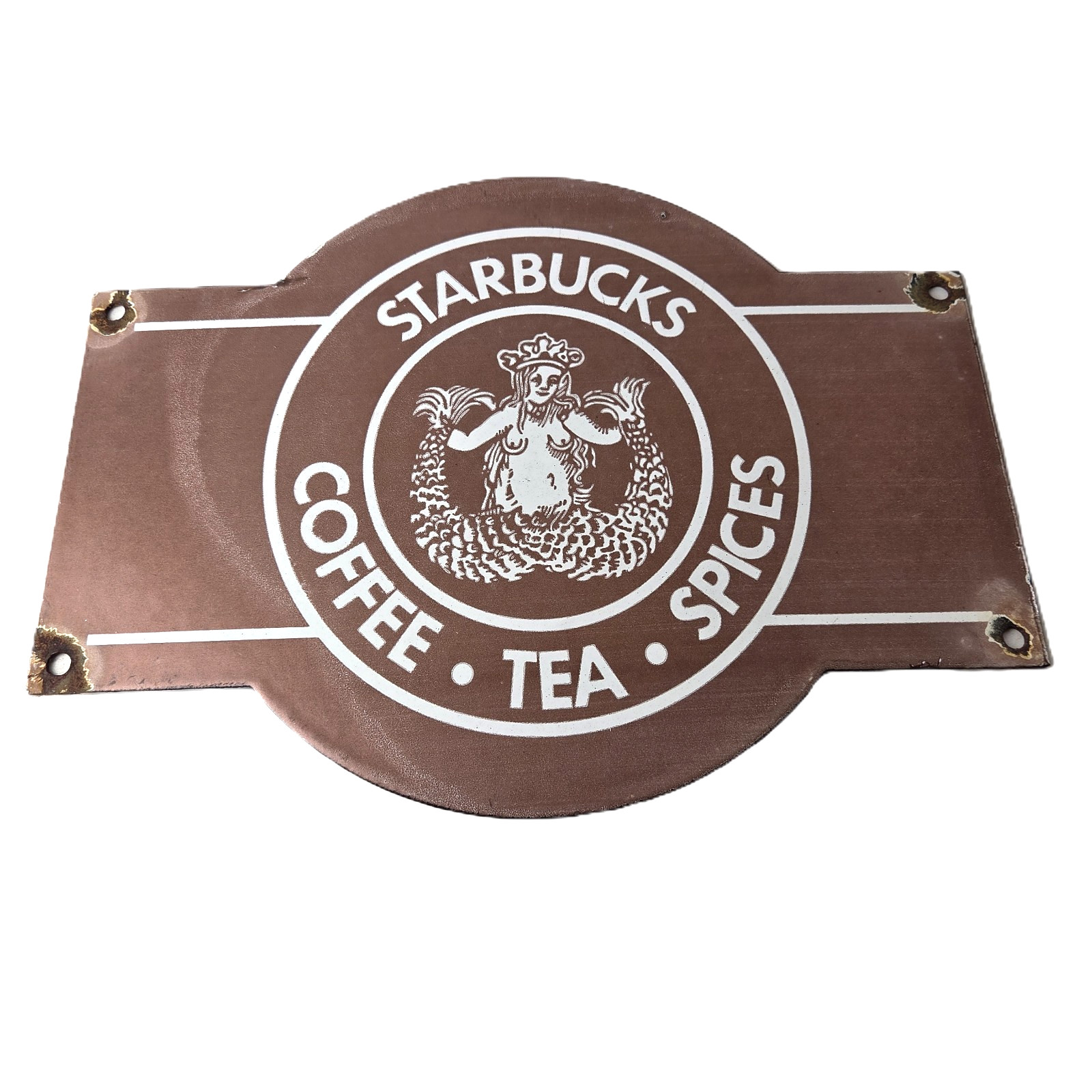 Vintage Starbucks Sign – Coffee Tea Spices Beverage Gas Pump Porcelain Ad Sign