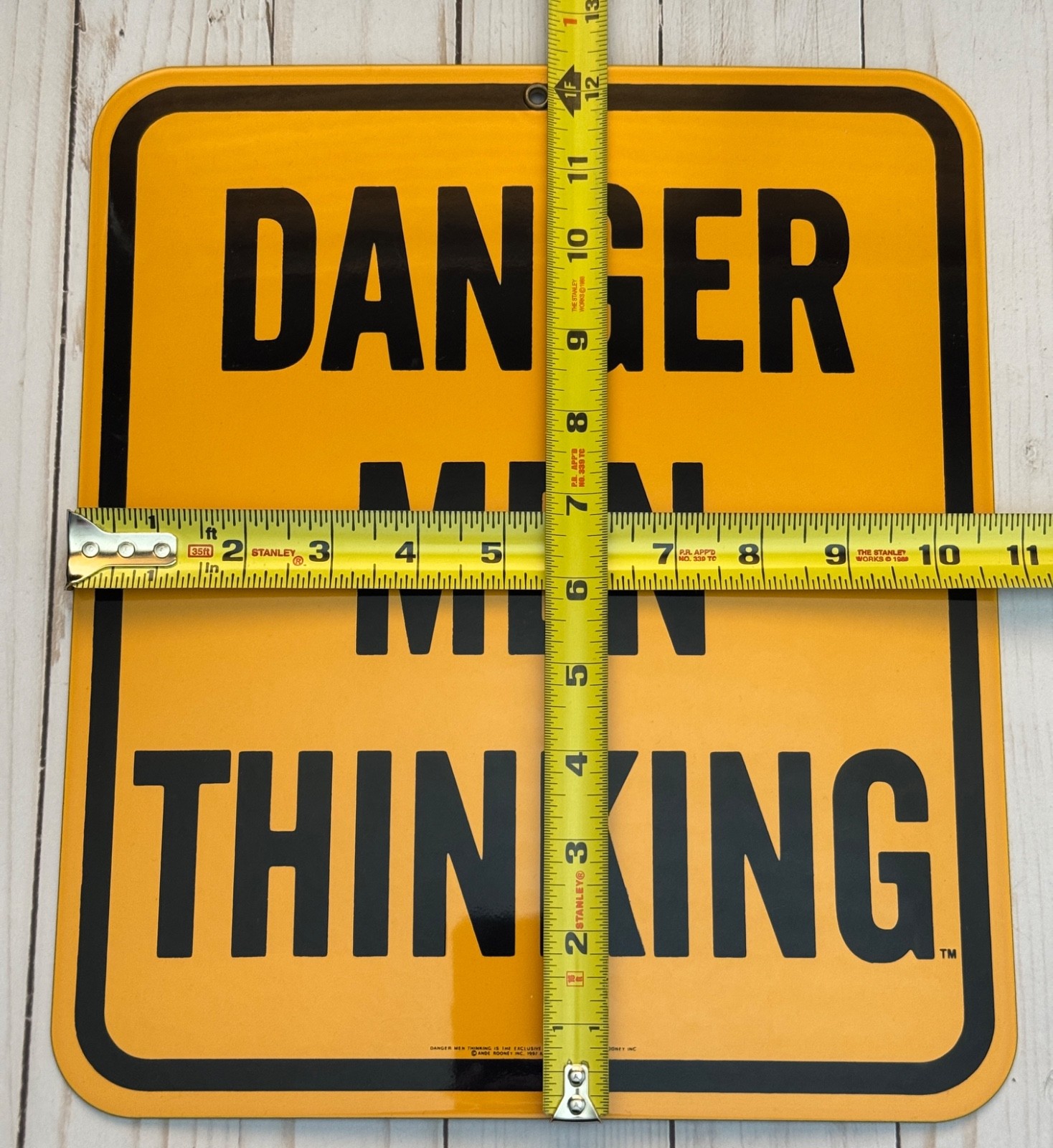 Danger Men Thinking Porcelain Sign Ande Rooney