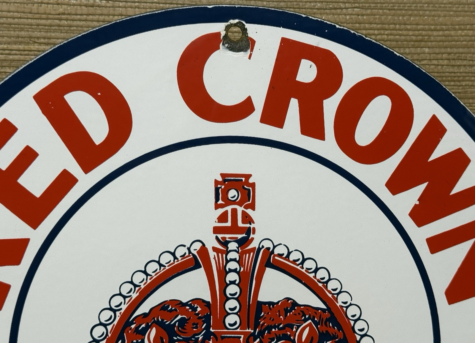 VINTAGE RED CROWN GASOLINE PORCELAIN SIGN STANDARD OIL GAS STATION PUMP PLATE