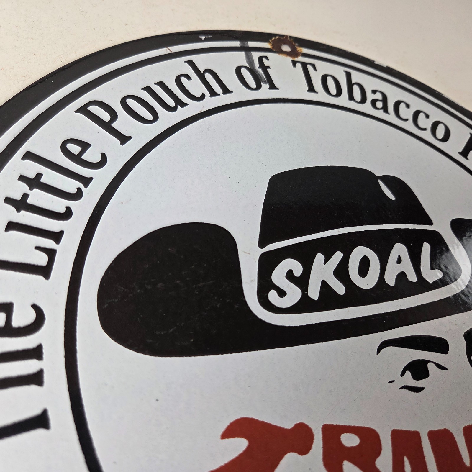 Vintage Skoal Sign – Tobacco Chew Gas Pump Display Porcelain Ad Sign