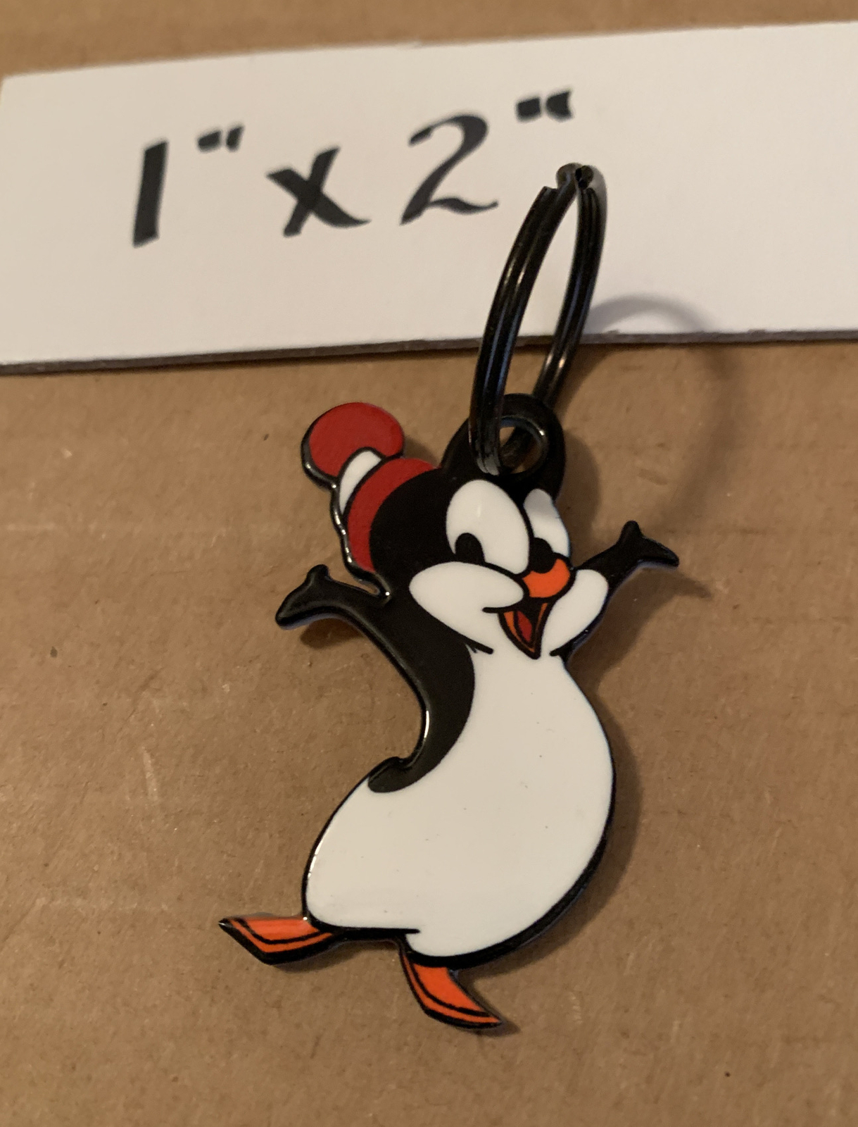 Penguin Thick Metal Key Chain Cartoon Character Comics Advertising Gas Oil Sign
