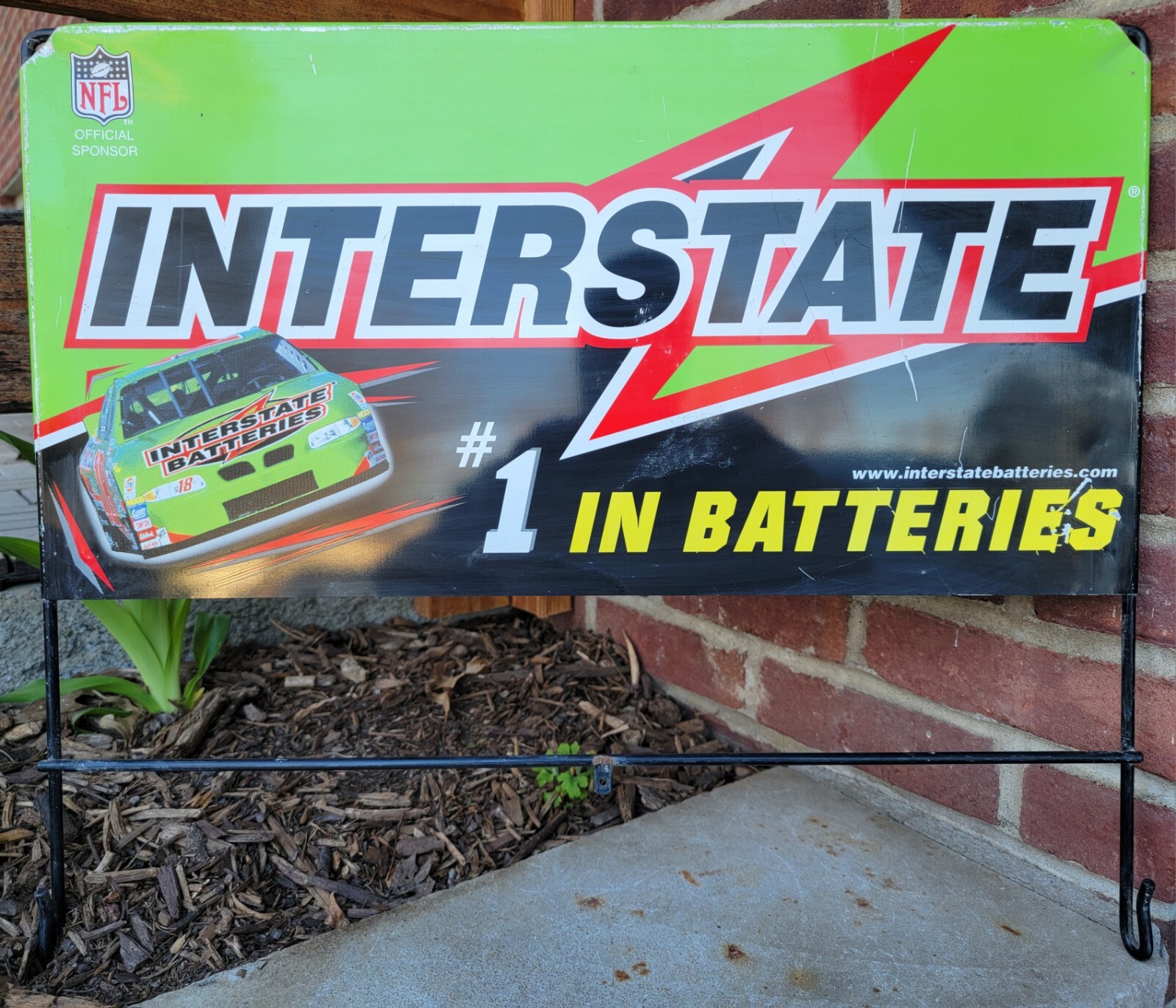 Interstate Batteries Metal Rack Topper Sign Gas Oil Advertising Garage Mancave