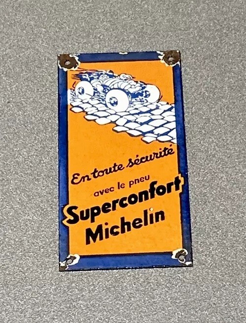 VINTAGE MICHELIN MAN TIRES PORCELAIN SIGN CAR GAS OIL TRUCK