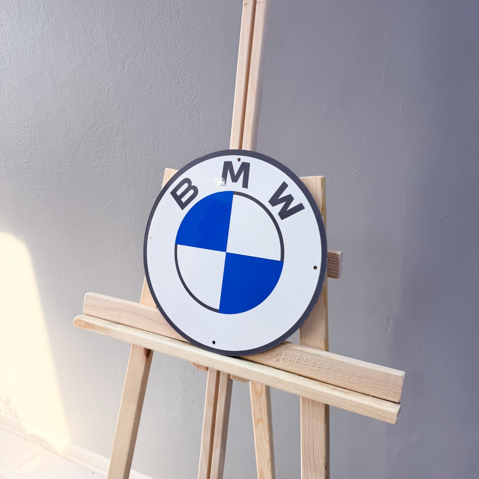BMW White Round Logo Heavy Metal Sign 30 cm (11.8”) Clean Garage Wall Decor