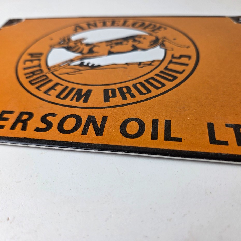 Vintage Antelope Petroleum Sign – Motor Oil Gas Pump Porcelain Advertising Sign