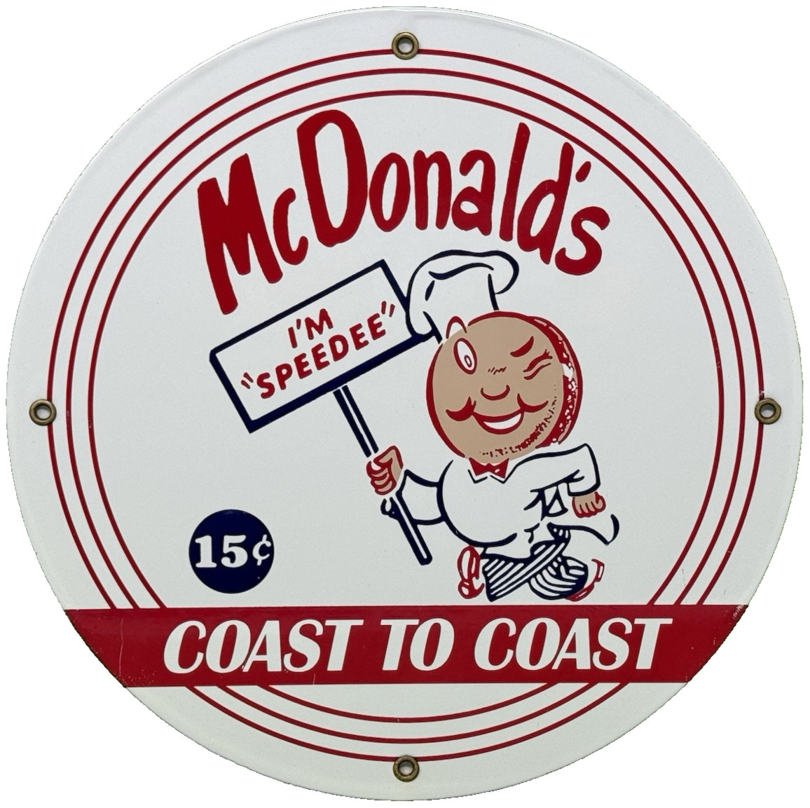 VINTAGE MCDONALD’S PORCELAIN SIGN SPEEDEE PEPSI COKE PIGGLY WIGGLY IN-N-OUT GAS