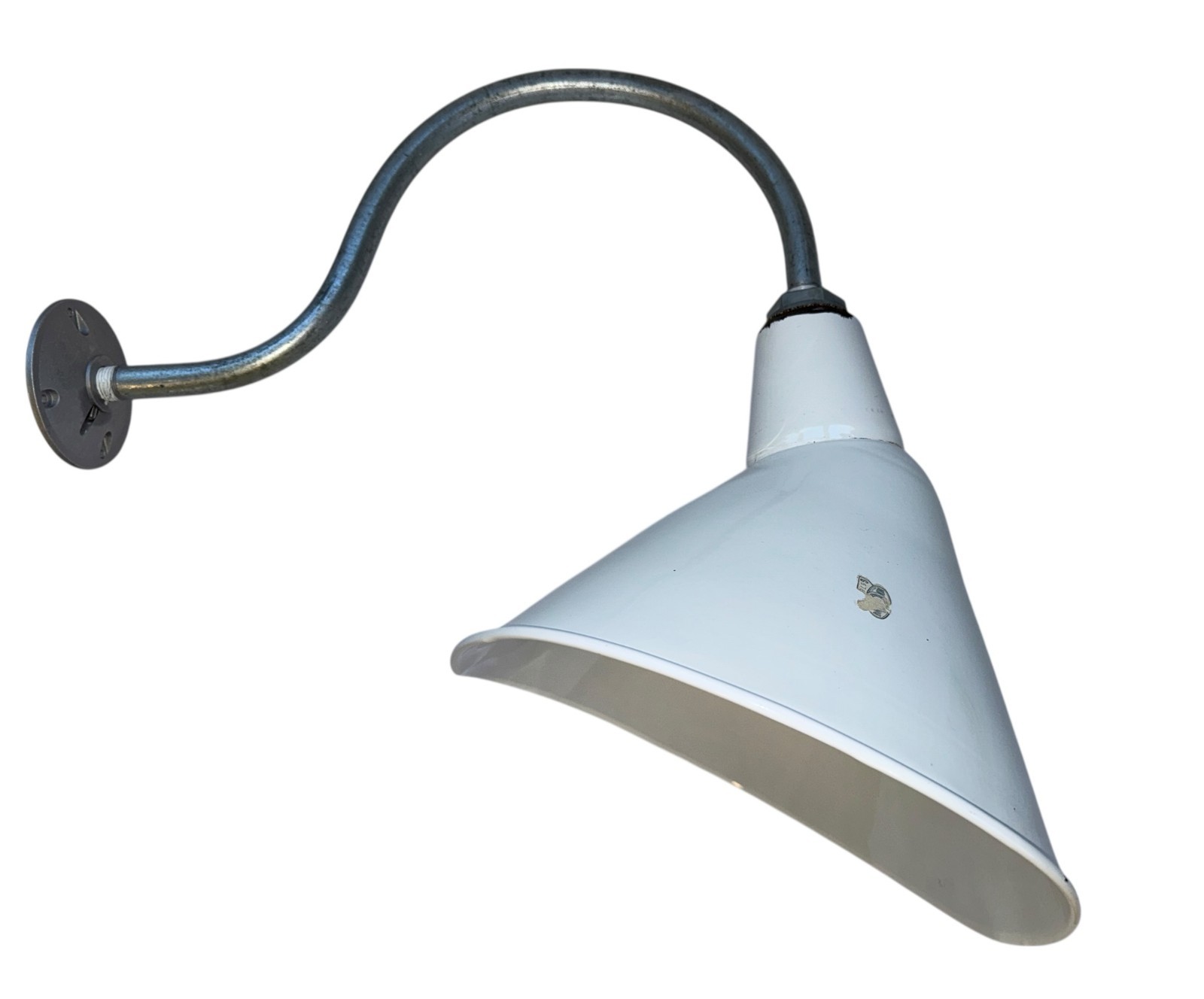 Benjamin 12×16 Gooseneck White Porcelain Pole Sign Light Gas Station Vintage “C”