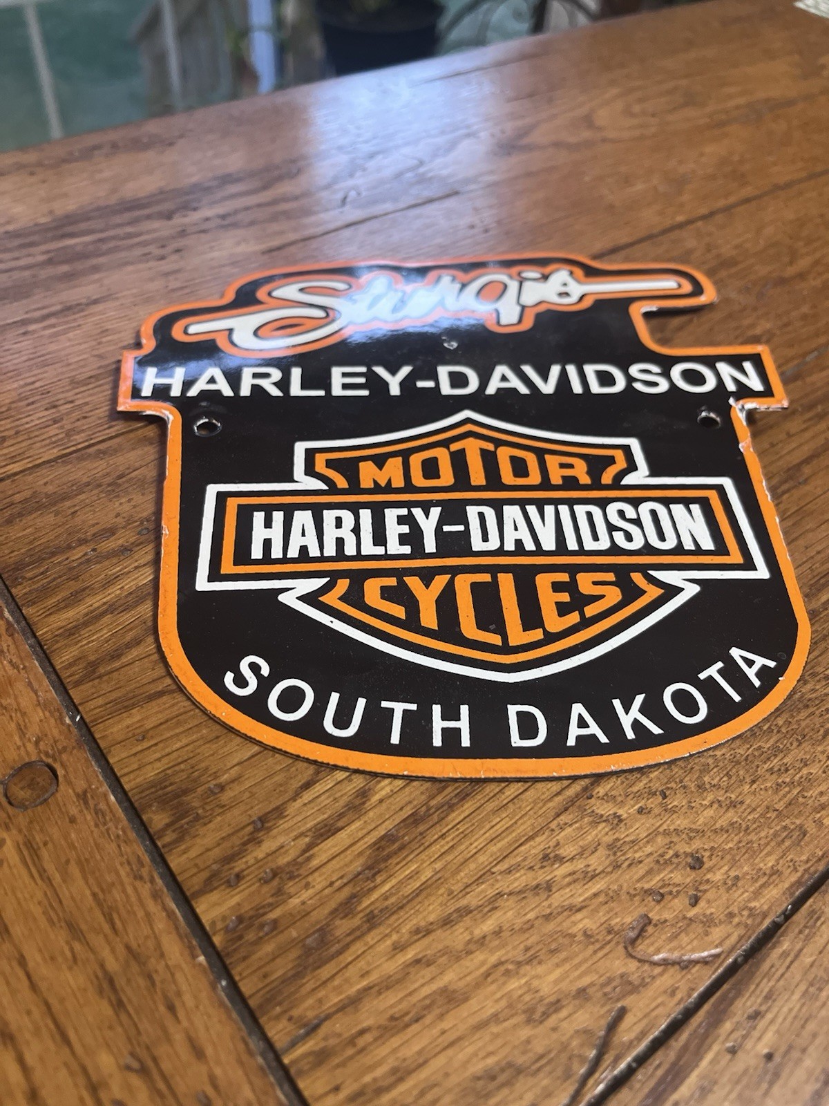 NICE HARLEY DAVIDSON MOTORCYCLES STURGIS SOUTH DAKOTA PORCELAIN SIGN