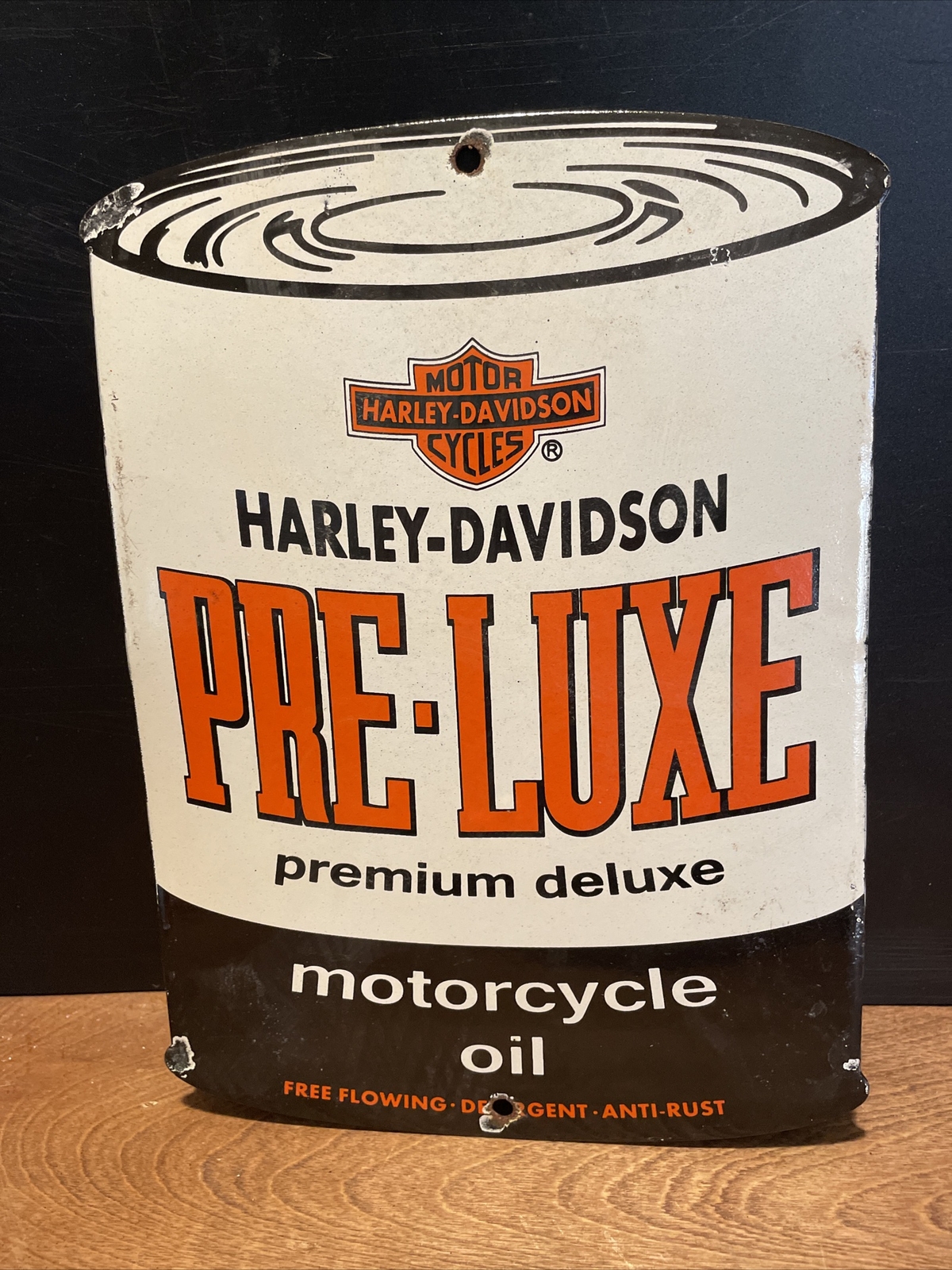 VINTAGE STYLE ”HARLEY-DAVIDSON” MOTORCYCLES OIL CAN 8X11 INCH PORCELAIN SIGN
