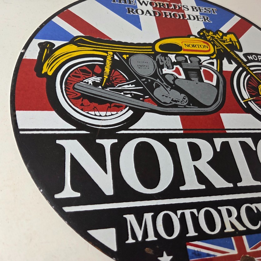 Vintage Norton Motorcycles Sign – Porcelain Automobiles Mechanic Gas Pump Sign