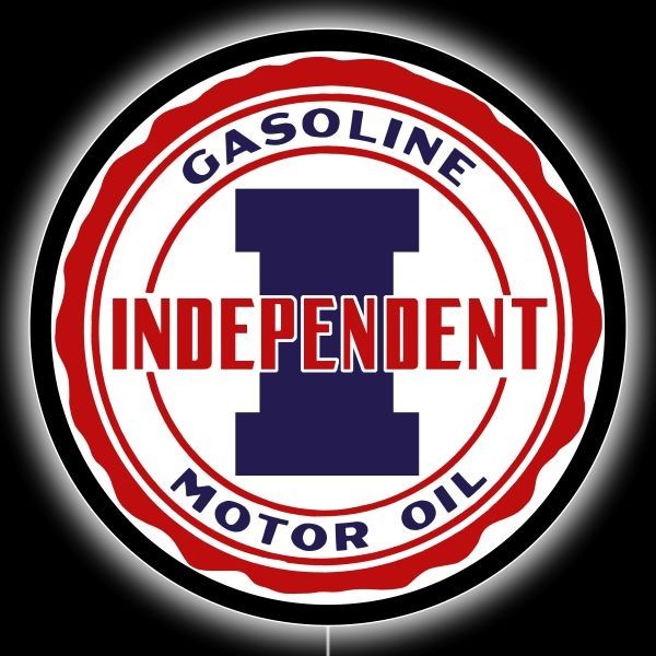 Independent Gasoline & Motor Oil NEW LED Hanging Lighted Sign: 36″ Dia. Round