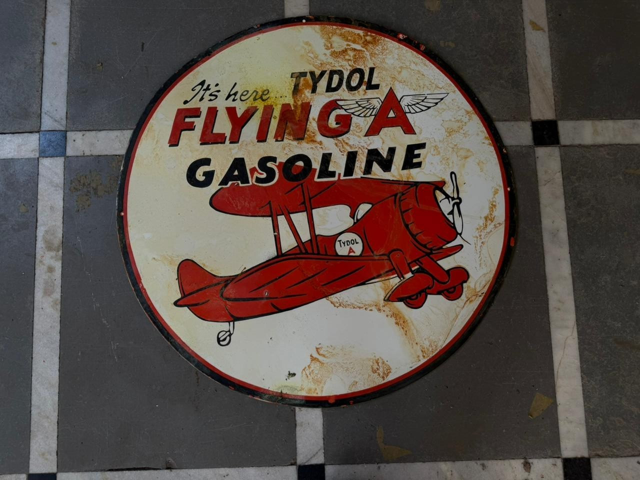 PORCELIAN FLYING A GASOLINE ENAMEL SIGN SIZE 30X30 INCHES DOUBLE SIDED