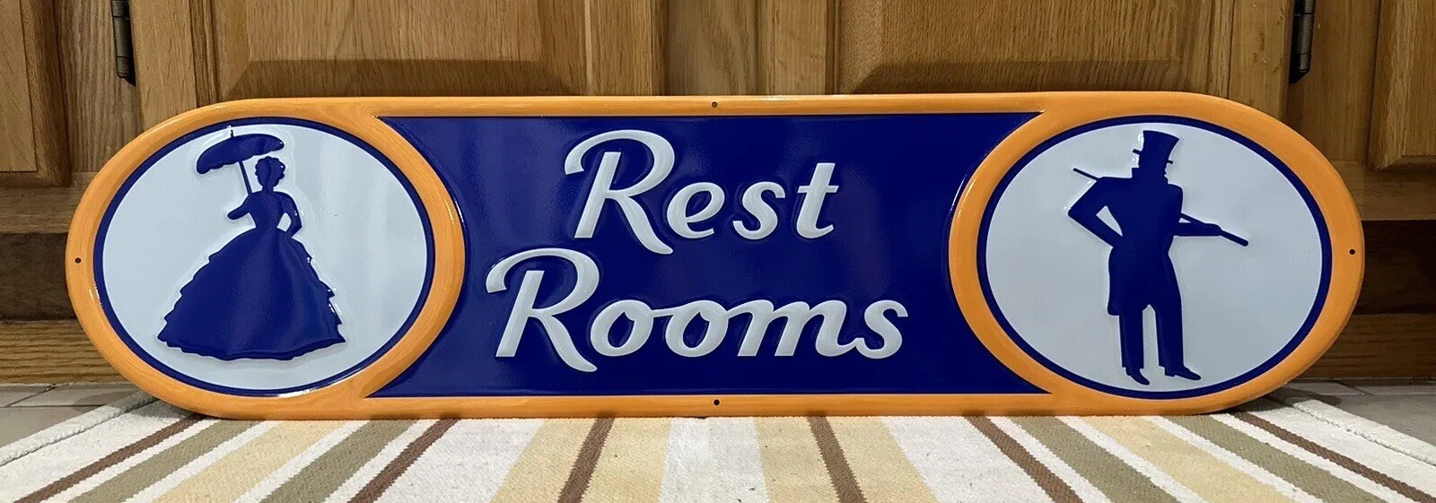 Sunoco Rest Room Sign Bathroom Men Women Gas Oil Garage Vintage Style Wall Decor
