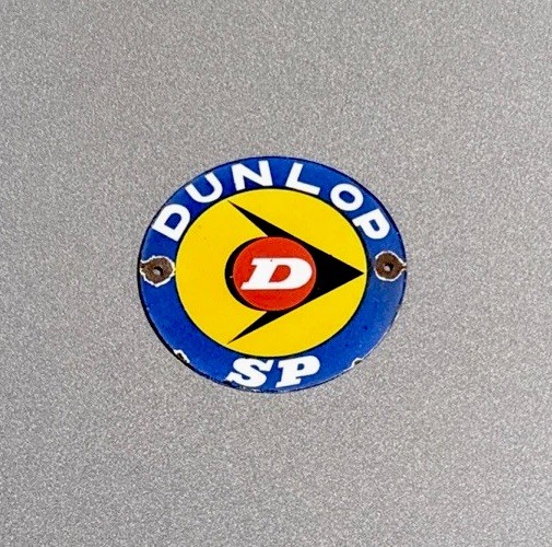 VINTAGE DUNLOP TIRES PORCELAIN SIGN CAR GAS TRUCK MOTORCYCLE OIL