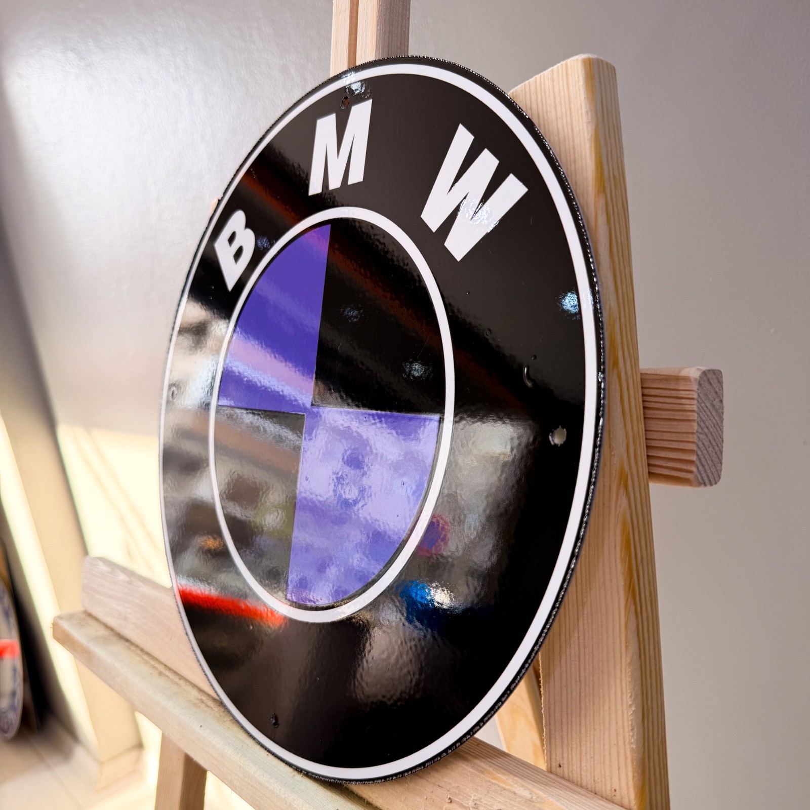 BMW Black Purple Roundel Heavy Metal Sign – Garage Decor – 30 cm (11.8”)
