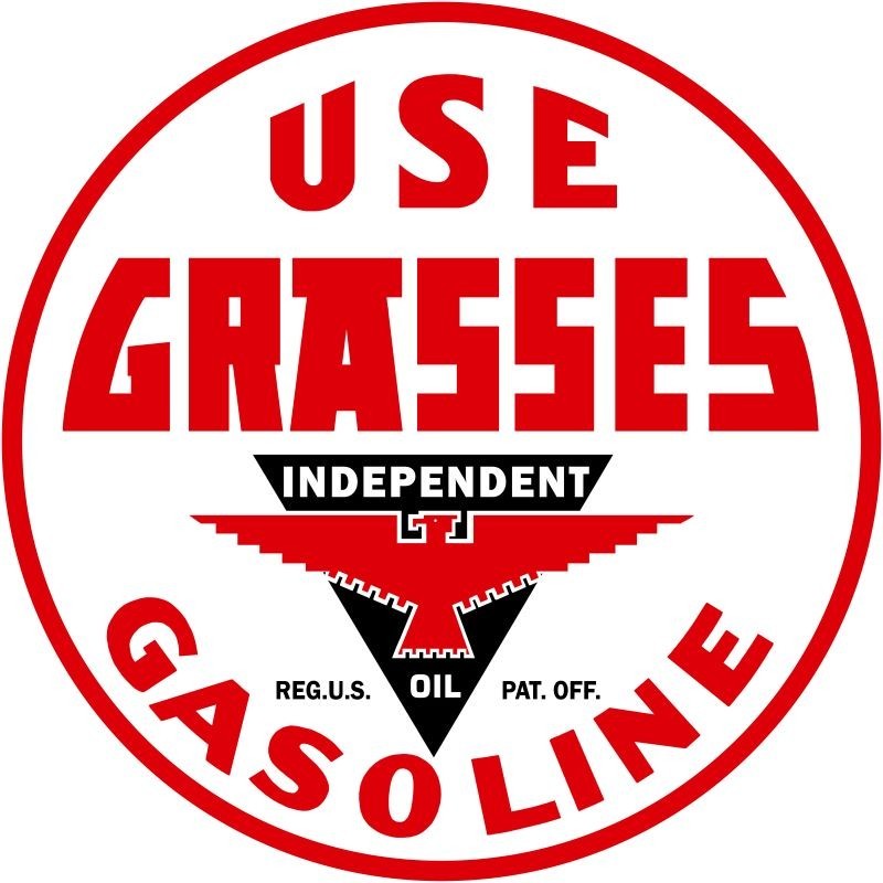 Grasses Gasoline – Independent Oil Co. NEW Sign 28″ Dia. Round AMERICAN STEEL