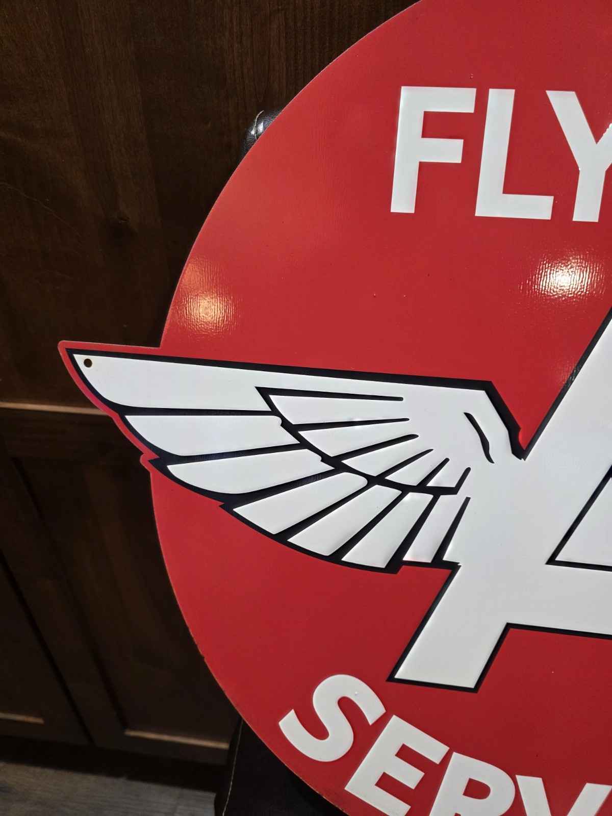 LARGE MINT Flying A Service Round Metal Sign – Heavy-Gauge Steel