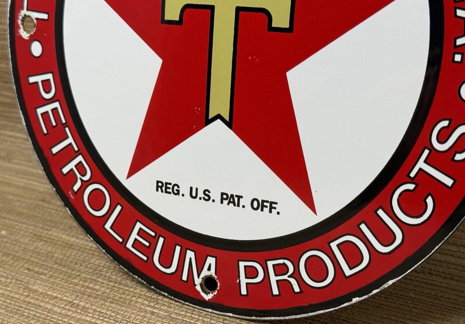 VINTAGE TEXACO MOTOR OIL PORCELAIN SIGN TEXAS GASOLINE GAS STATION PUMP PLATE