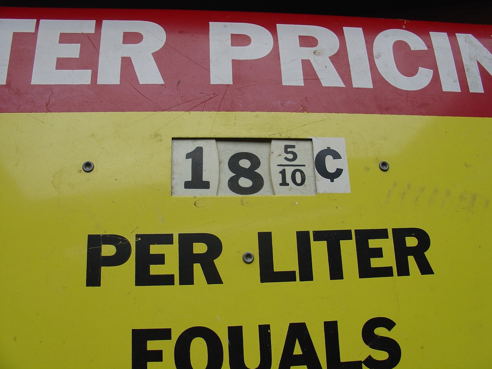 Vintage Couch Philippi Liter Pricing Adjustable Gas Gasoline Metal Sign Board