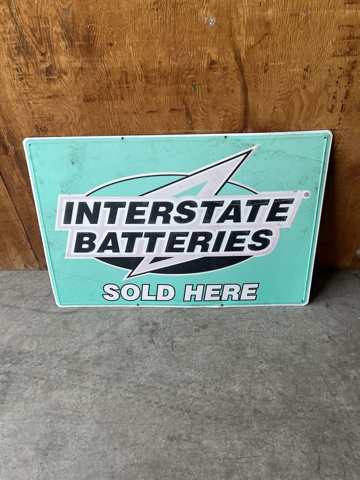 VINTAGE Interstate Batteries Sold Gas Sation Sign Service Center Advertiment Oil