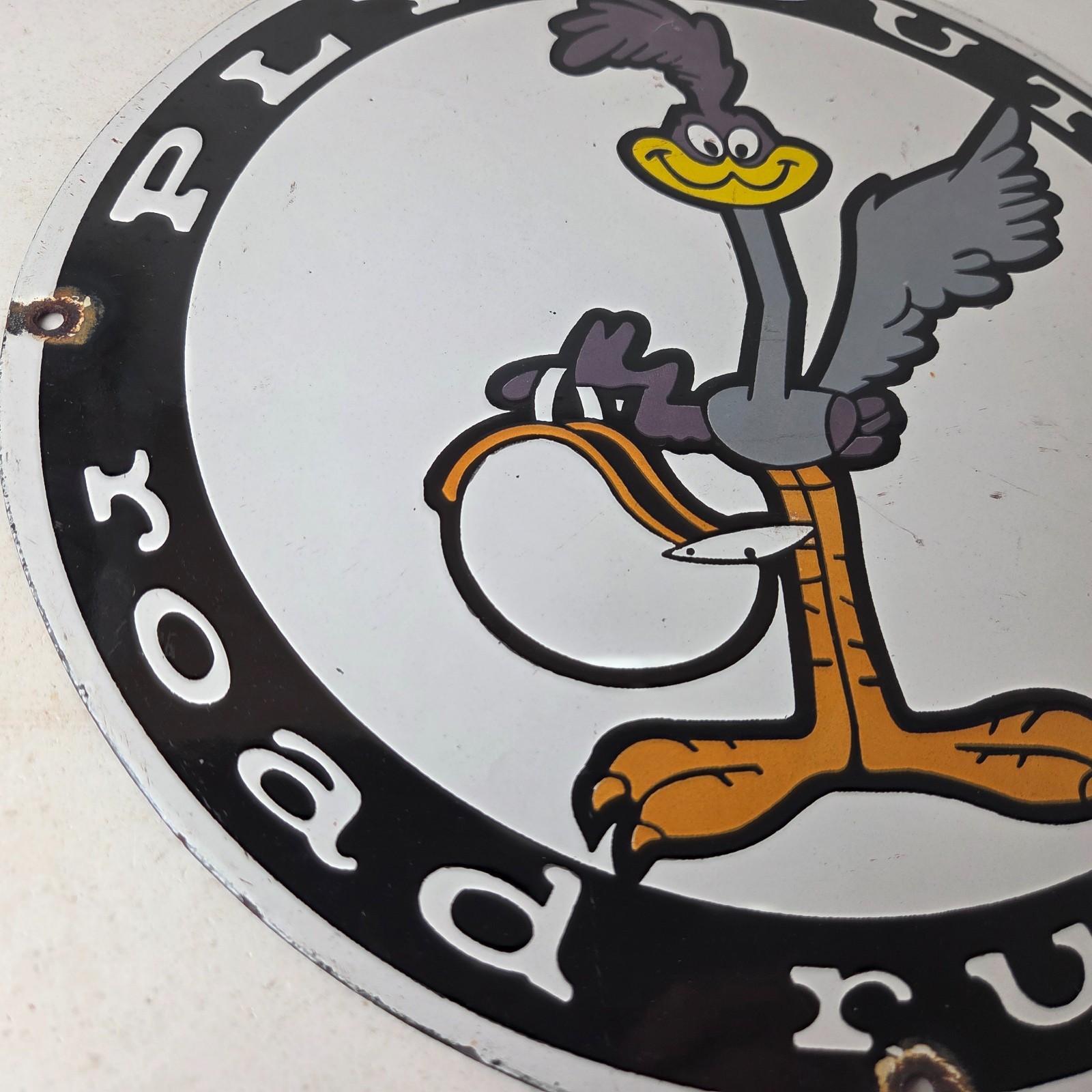 Vintage Mopar Plymouth Sign – Porcelain Road Runner Auto Shop Gas Pump Sign