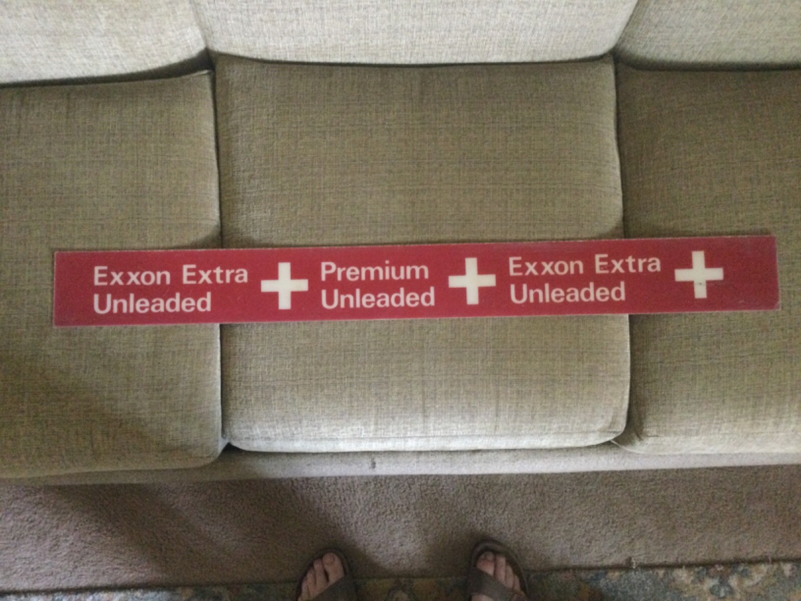 EXXON Premium Unleaded UST Fill Marker Sign. Plastic.