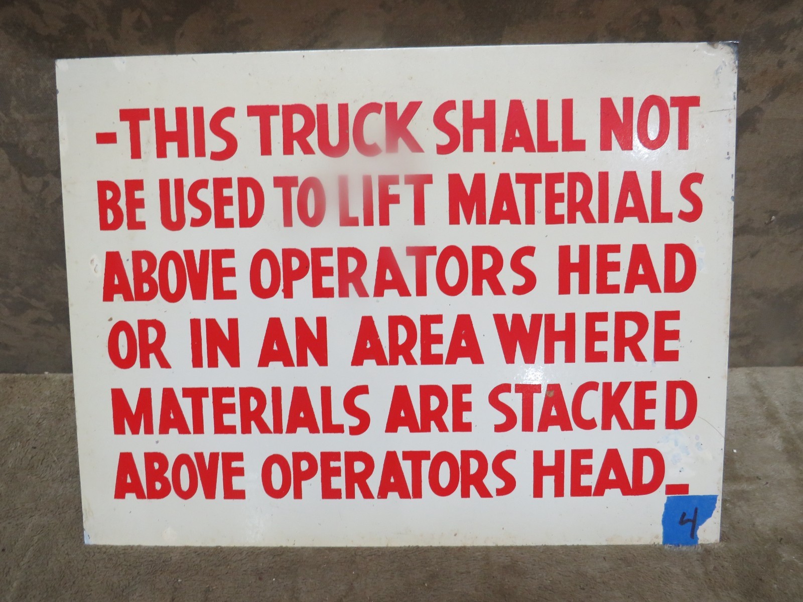 Vintage Metal Enamel Warning Sign Danger Lift Truck Operator 4 Man Cave She Shed
