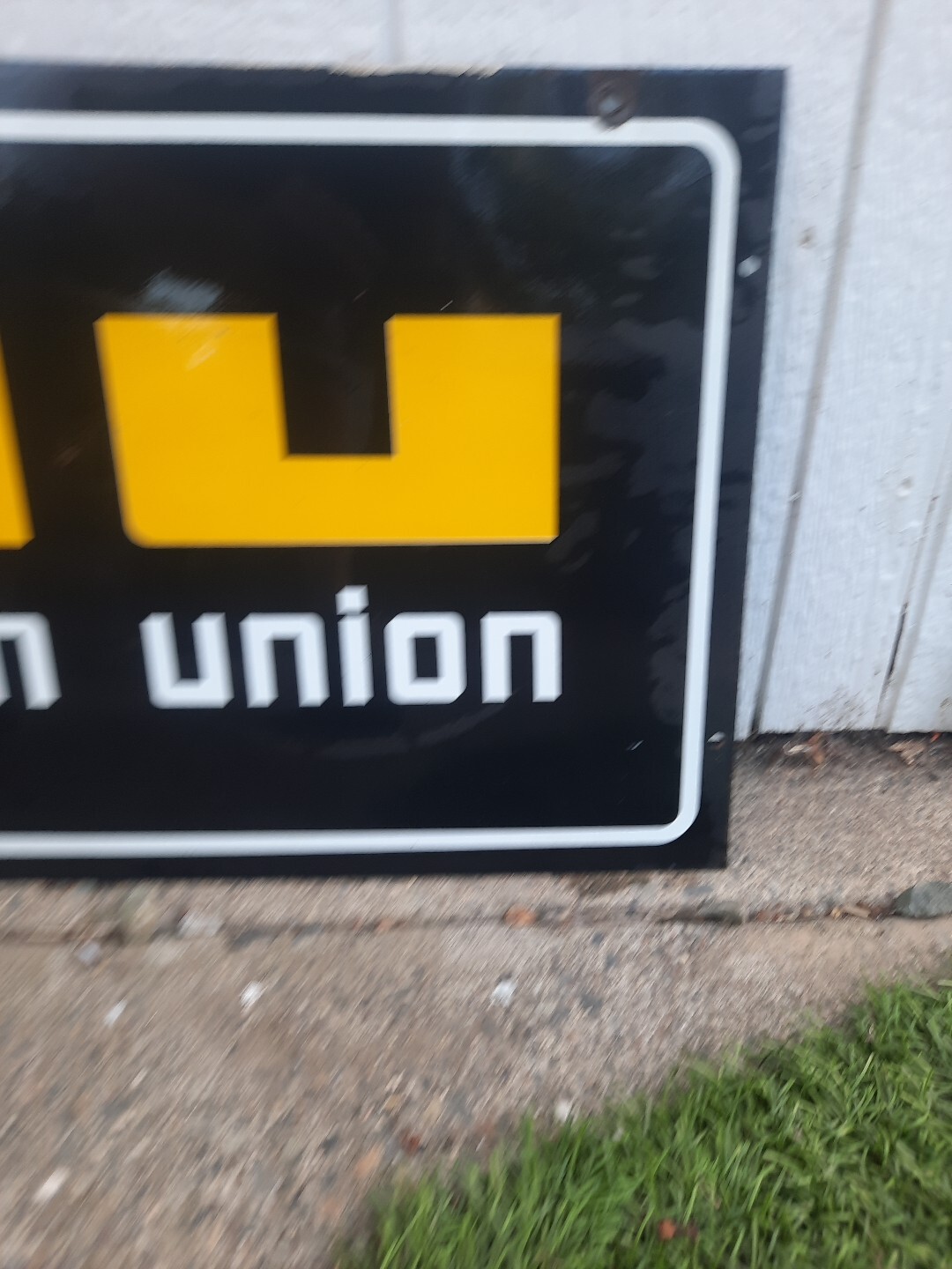 AUTHENTIC & ORIGINAL WESTERN UNION 30 X 15 INCH DOUBLE SIDED PORCELAIN SIGN
