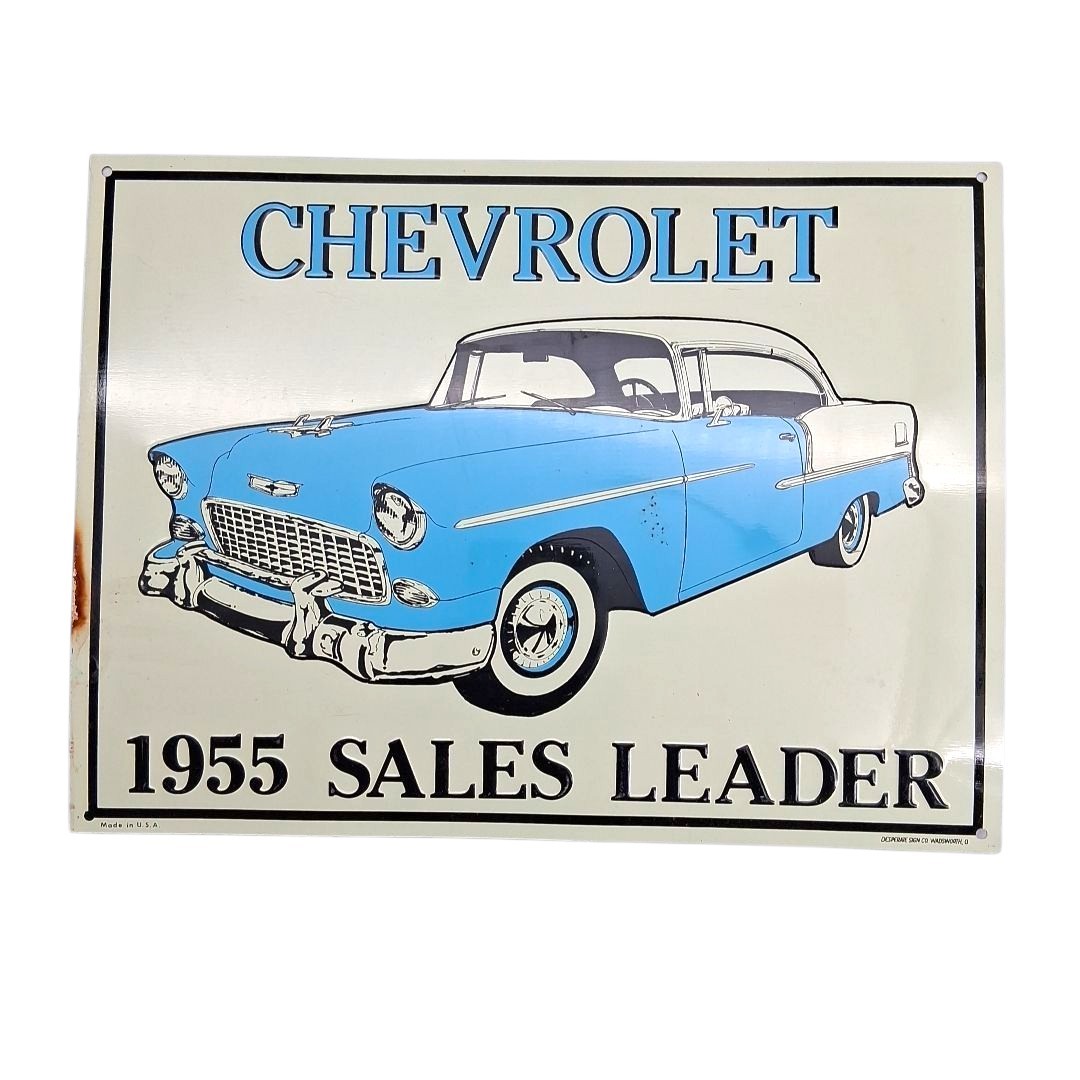 1955 Chevrolet Sales Leader Vintage Sign Classic Car Collectible 12″x9″