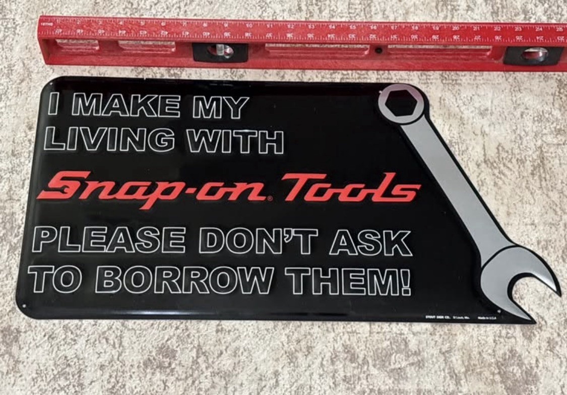 Snap-on Tools Black Advertising Sign Wrench Theme and Slogan