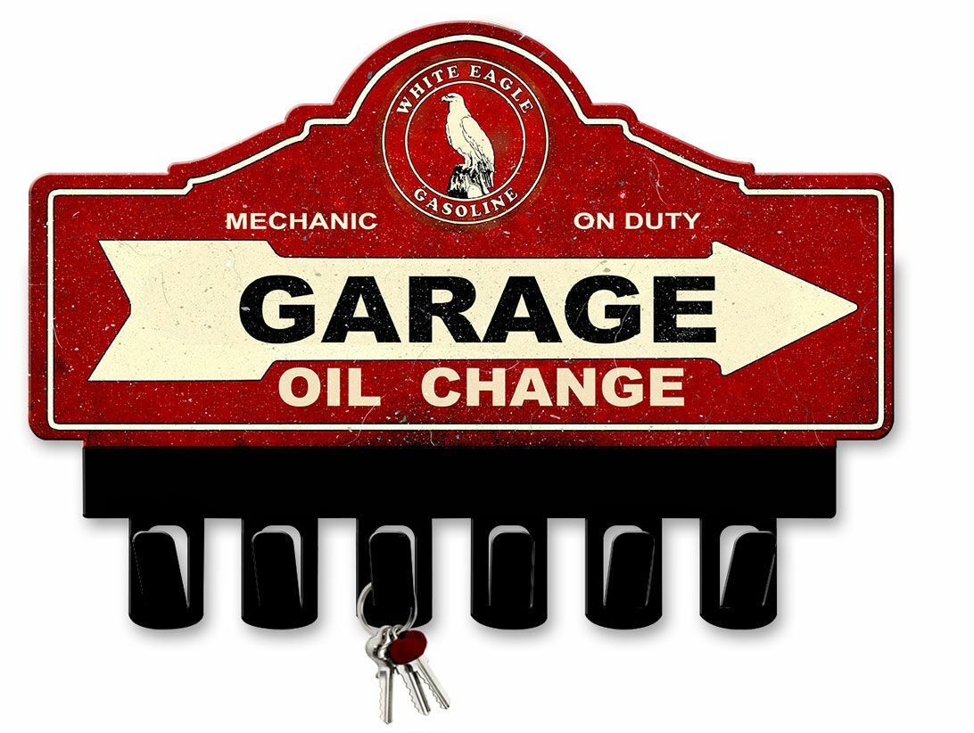 WHITE EAGLE GASOLINE 14″ HEAVY DUTY USA MADE METAL KEY HANGER GAS ADV SIGN