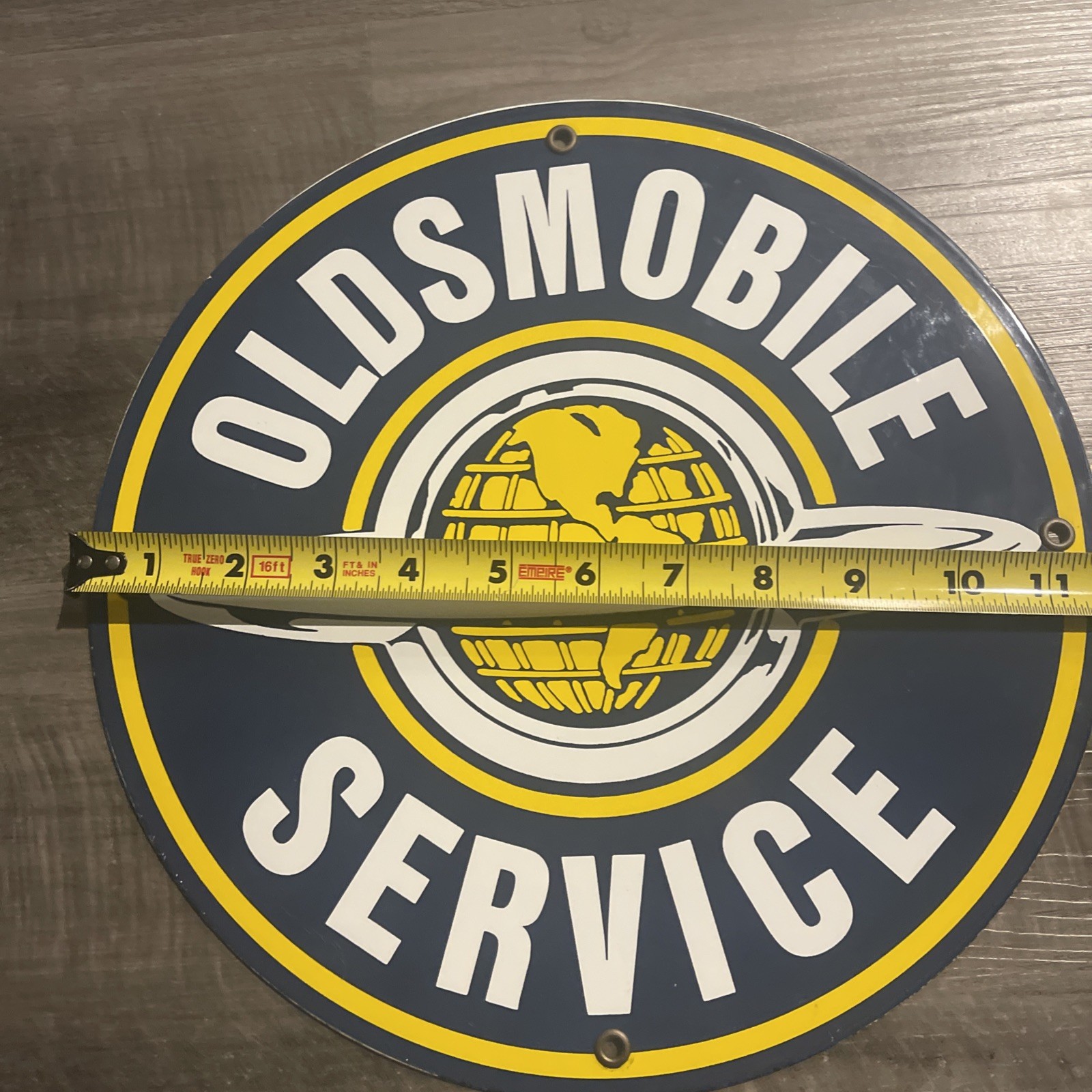 VINTAGE OLDSMOBILE SERVICE PORCELAIN SIGN GENERAL MOTORS 11.75”