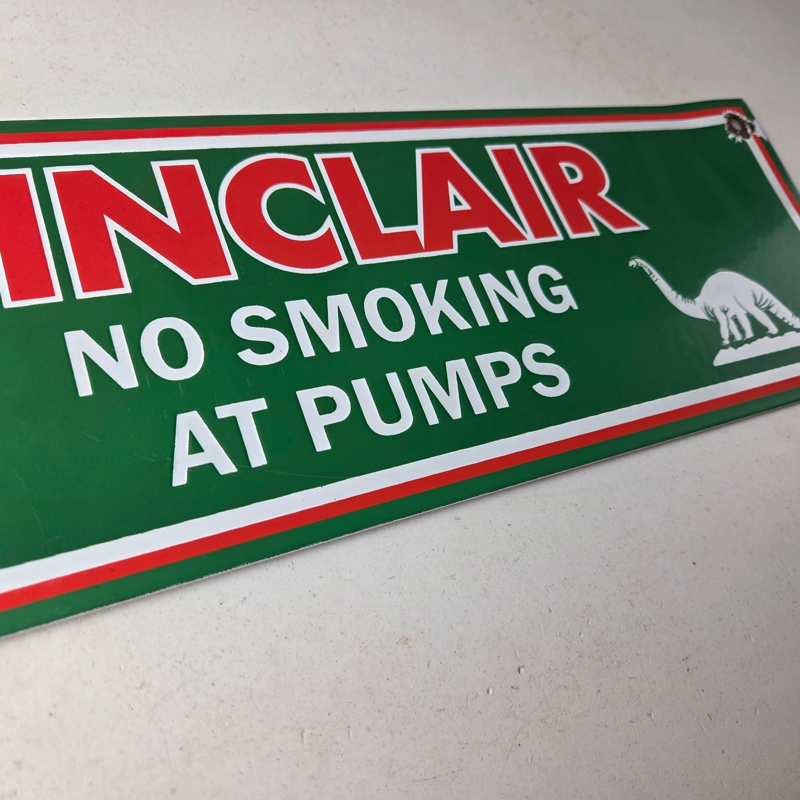 Vintage Sinclair Gasoline Sign – No Smoking Warning Gas Pump Porcelain Sign