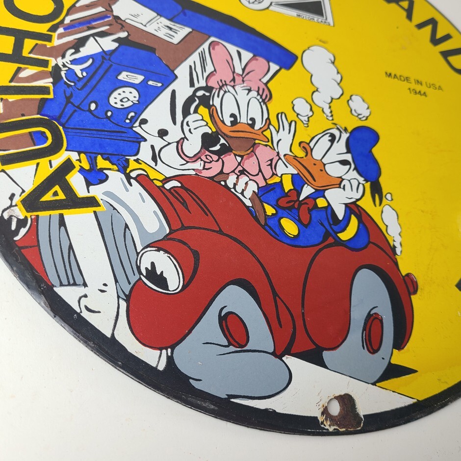 Vintage Buick Automobiles Sign – Donald Duck Porcelain Auto Gas Pump Sign