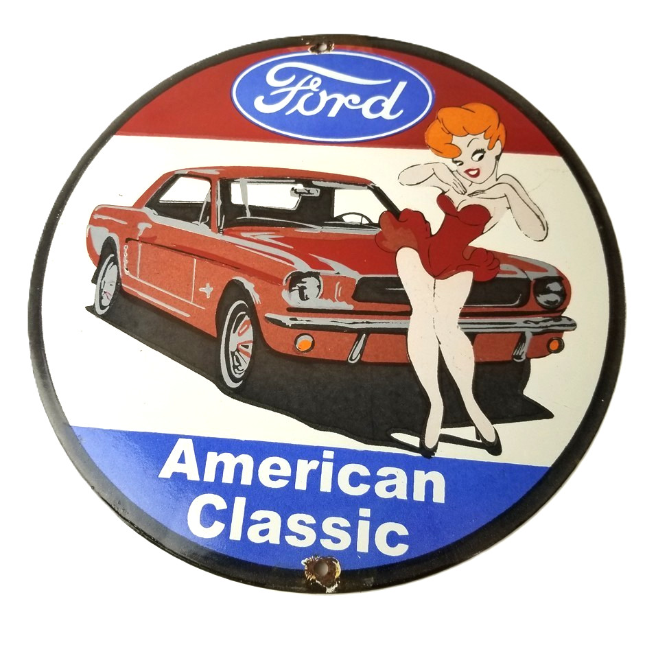 Vintage Ford Motors Sign – Porcelain Automobiles Popeye Authorized Gas Pump Sign