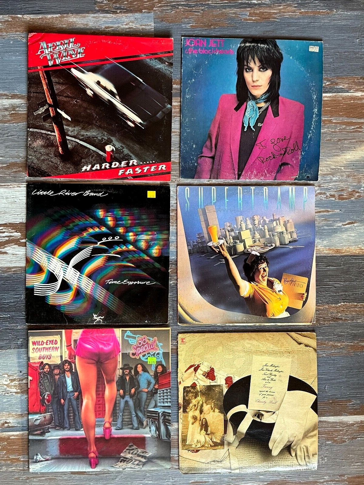 6 Vintage vinyl LP Record Job Lot Joan Jett, 38 Special, April Wine,Charity Ball